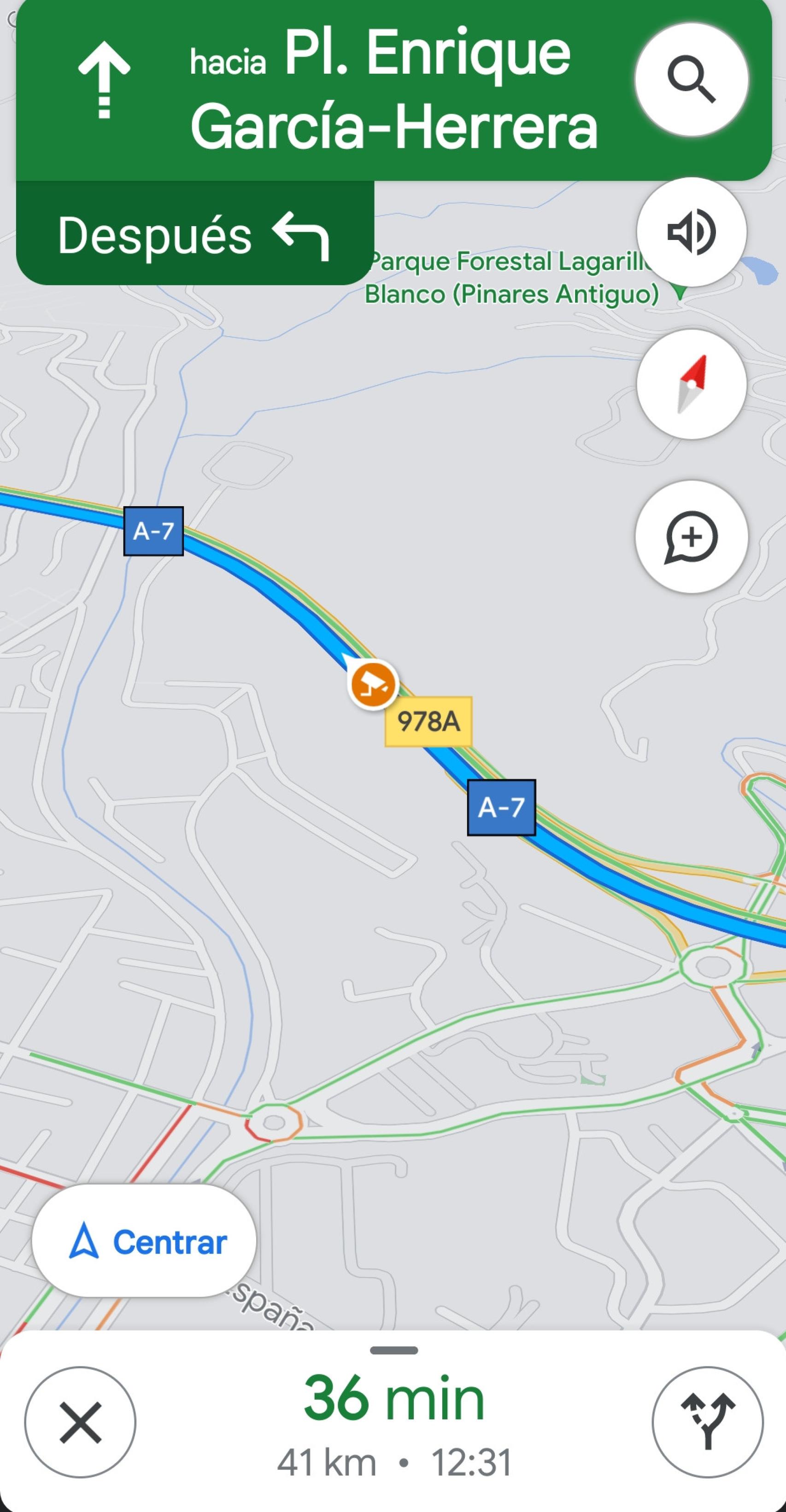 Imagen de uno de los radares localizados por la app Google Maps en las carreteras de Málaga.