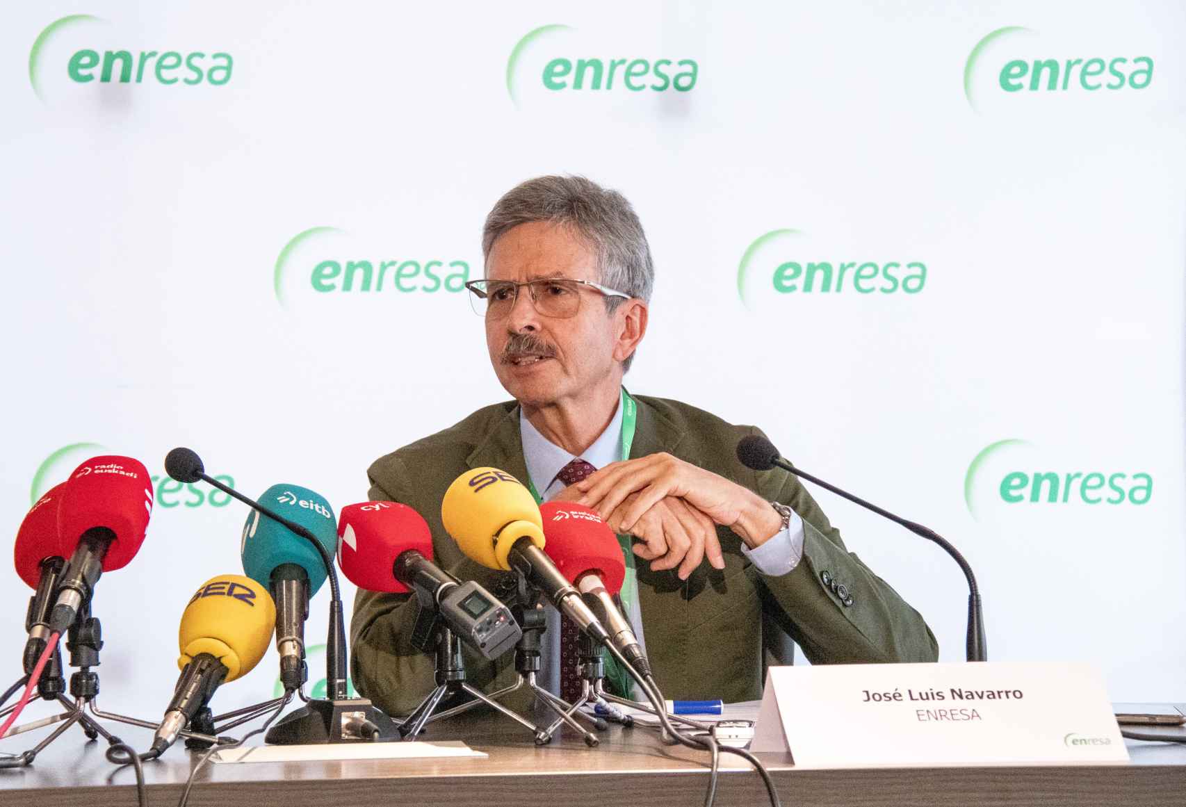 José Luis Navarro, presidente de Enresa, durante la rueda de prensa posterior a la confirmación del cambio de titularidad