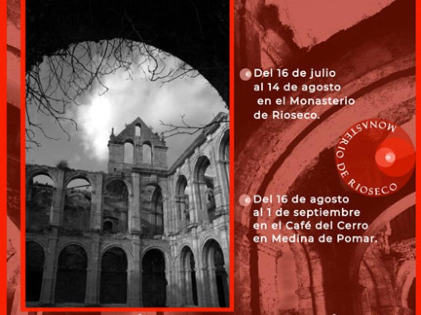 Cartel anunciador de la exposición en el Monasterio de Rioseco, y tendrá su continuidad en Medina de Pomar del 16 de agosto al 1 de septiembre