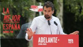 Luis Tudanca, el secretario general del PSOE en Castilla y León, esta tarde en Palencia