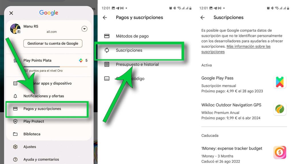 Suscripciones en Google Play