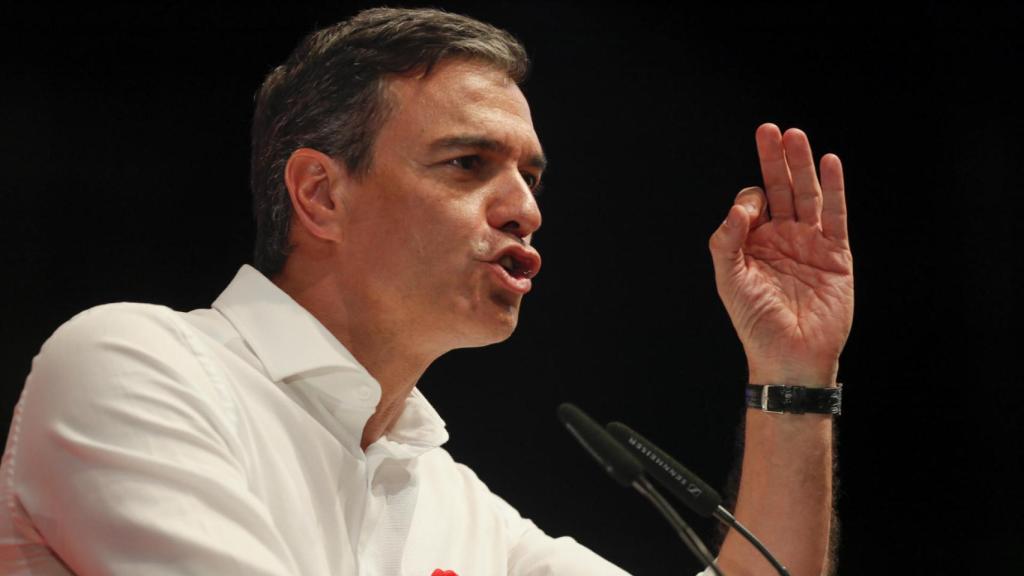 Pedro Sánchez en el acto de campaña celebrado en Lugo este jueves