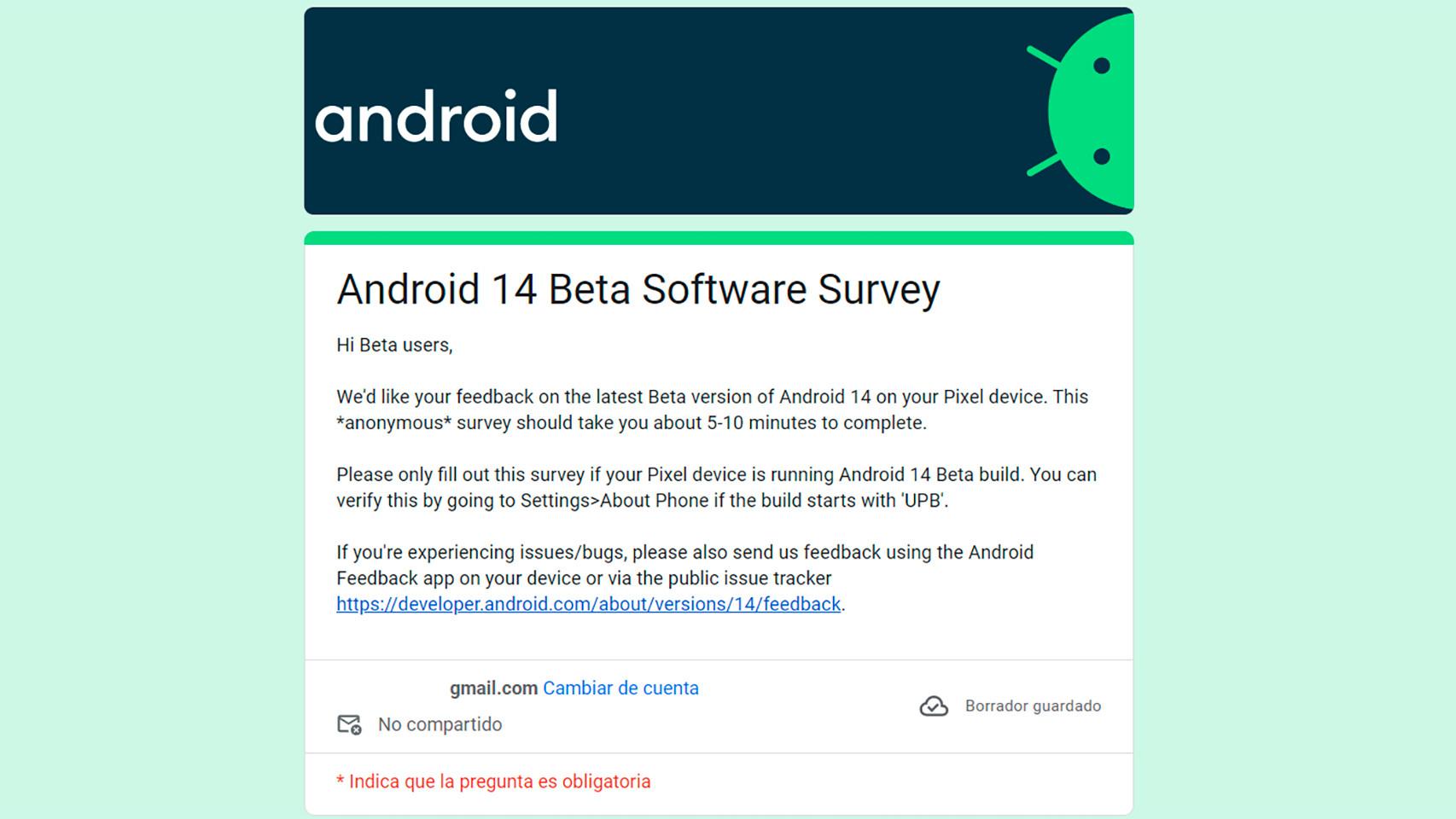 Encuesta sobre Android 14