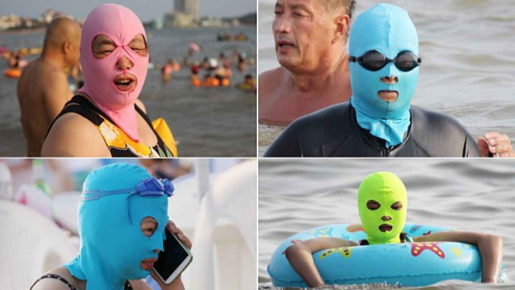 El 'facekini' o una máscara de baño para evitar el moreno: la moda