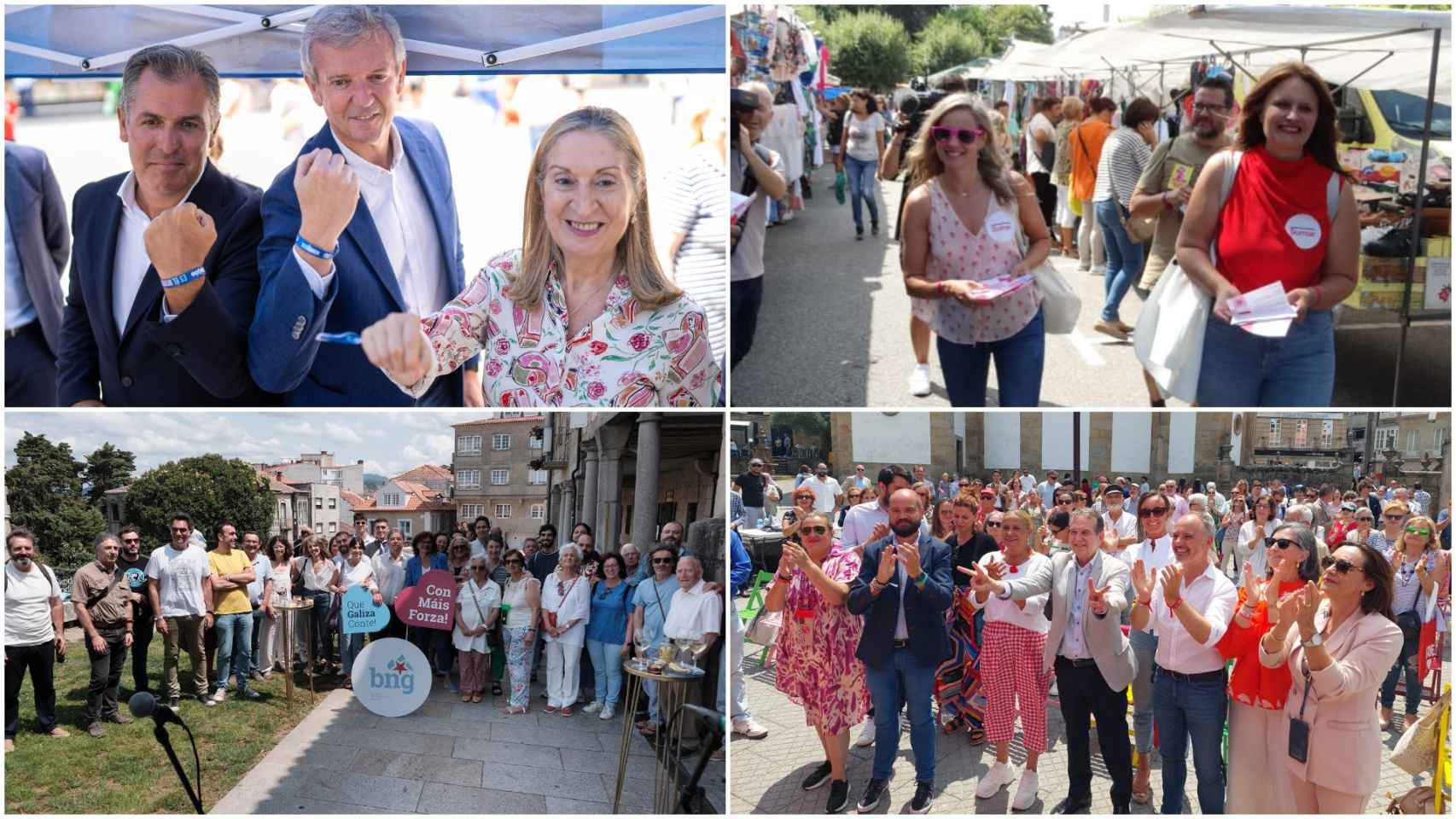 Los candidatos en sus actos de final de campaña de este viernes.