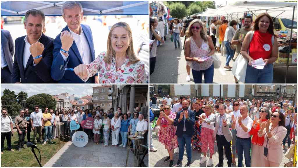 Los candidatos en sus actos de final de campaña de este viernes.