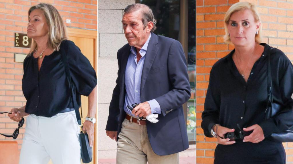 Cari Lapique, Antonio Gutiérrez y María Zurita en la misa funeral de Marta Chávarri.