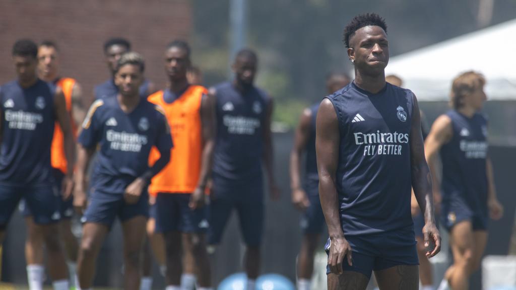 Vinicius, durante un entrenamiento del Real Madrid en Los Ángeles