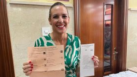 Patricia Rueda, momentos antes de votar.