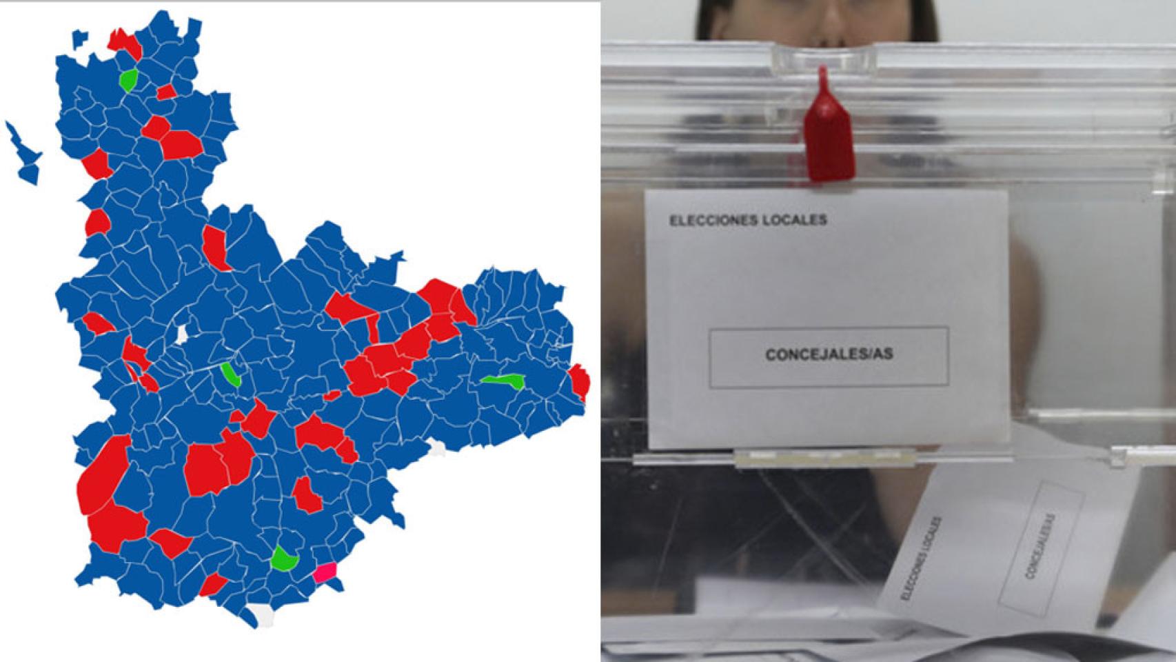 Imagen de los votos por pueblos en la provincia de Valladolid
