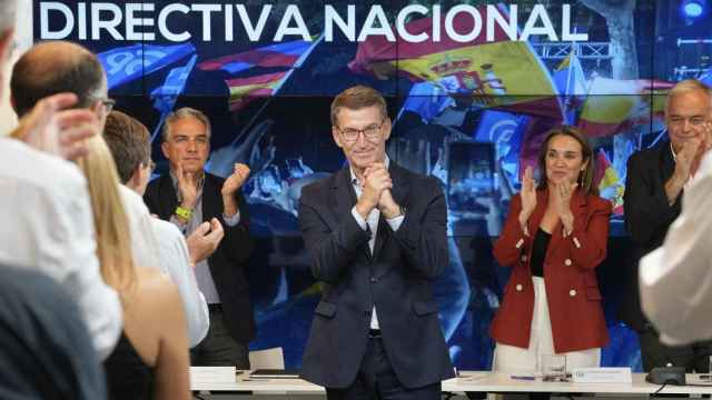 El líder del PP, Alberto Núñez Feijóo durante la Junta Directiva Nacional reunida este lunes para analizar el 23-J.