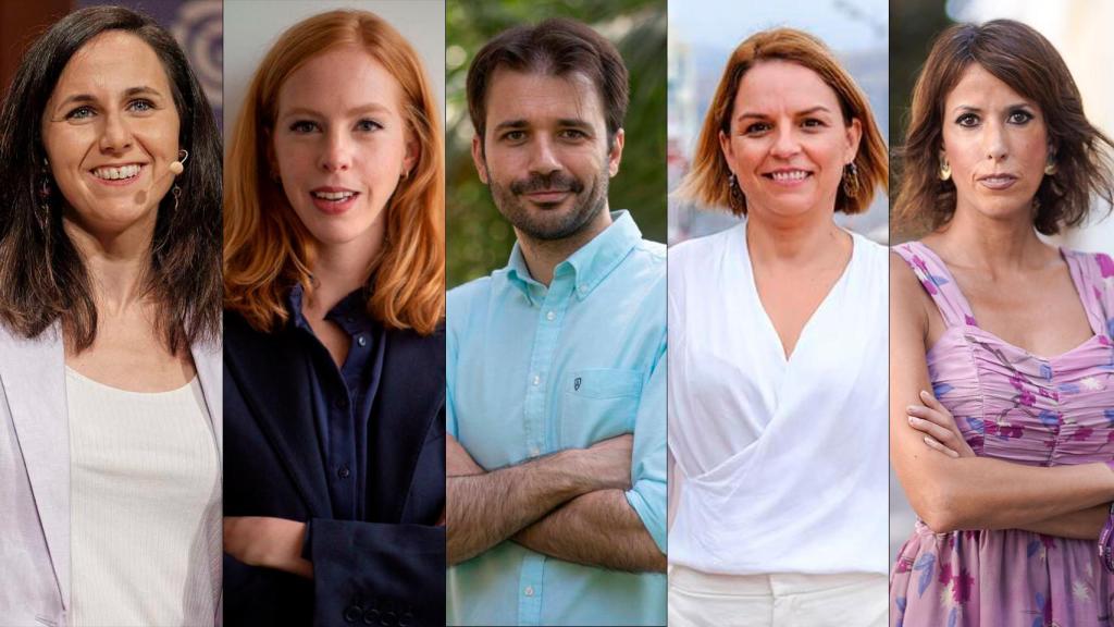 I-D: Ione Belarra, Lilith Verstrynge, Javier Sánchez Serna, Noemí Santanay Martina Velarde.