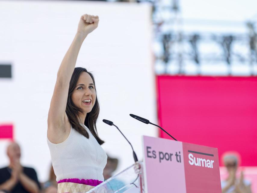 Ione Belarra durante la campaña electoral.