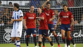 Osasuna celebra un gol contra la Real Sociedad