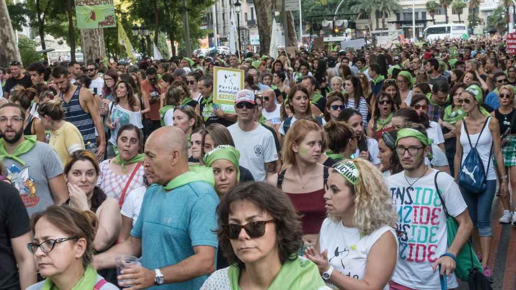 Una manifestación convocada por Pacma contra el maltrato animal.