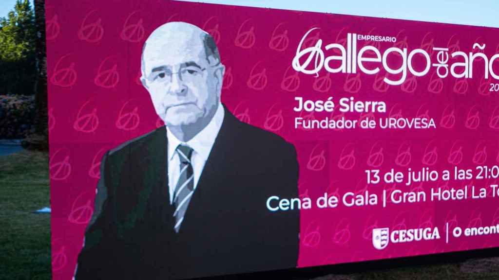 Imagen del fundador de Urovesa en un cartel en la gala de A Toxa.