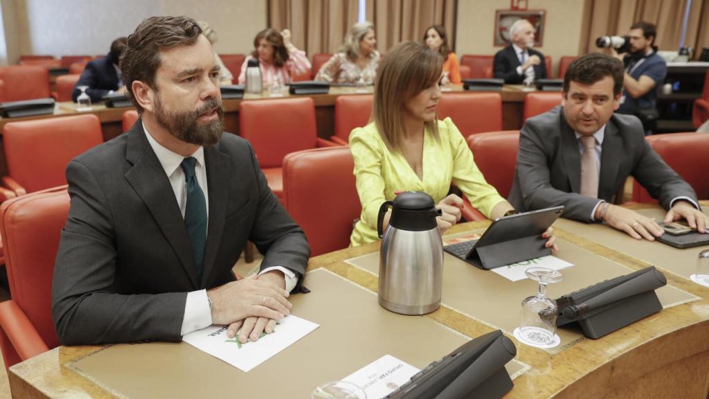 El portavoz de Vox, Iván Espinosa de los Monteros,  durante la reunión de la Diputación permanente del Congreso este miércoles en Madrid.