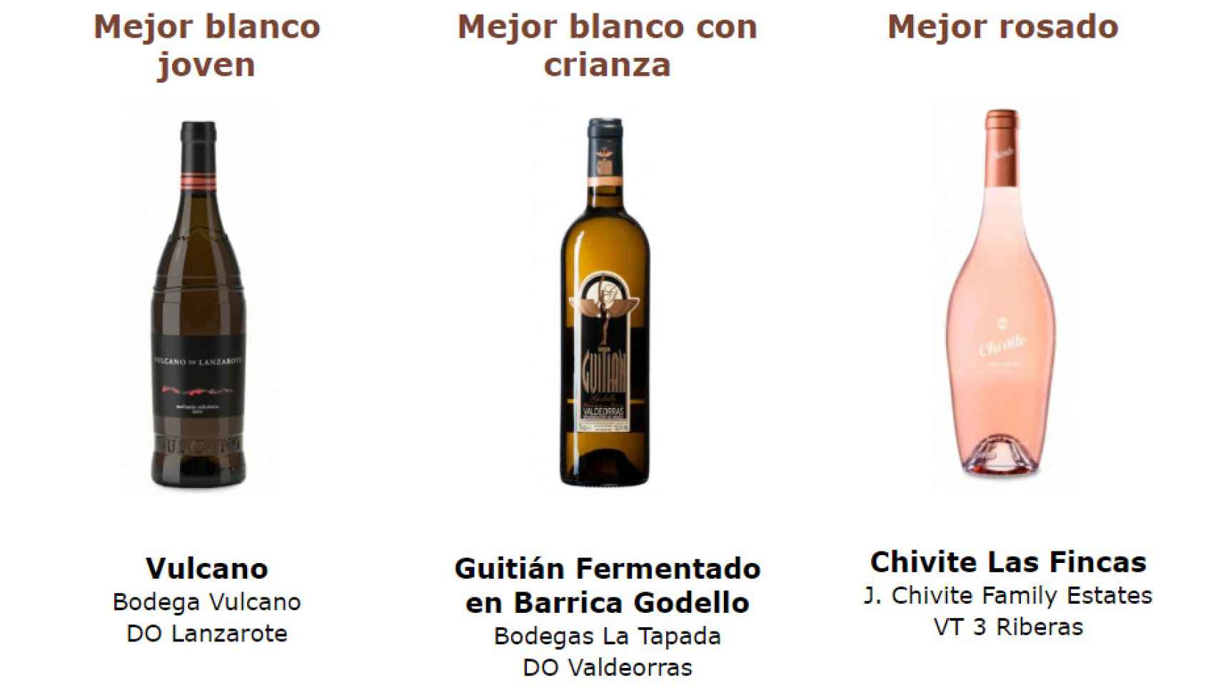 Una imagen de tres de los ocho mejores vinos del año según la Guía Vinos Gourmet.