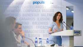 Isabel Díaz Ayuso en la sede del PP de Madrid