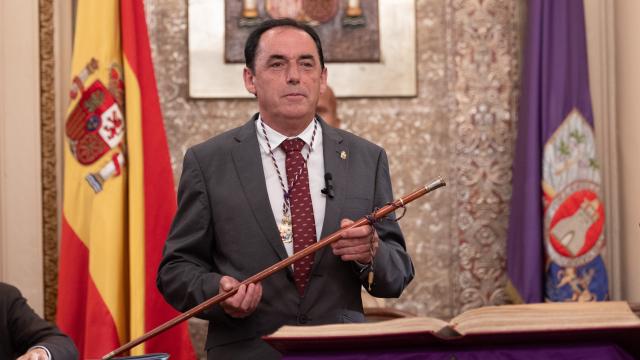 El presidente de la Diputación de Soria, Benito Serrano, tras ser reelegido, este miércoles.