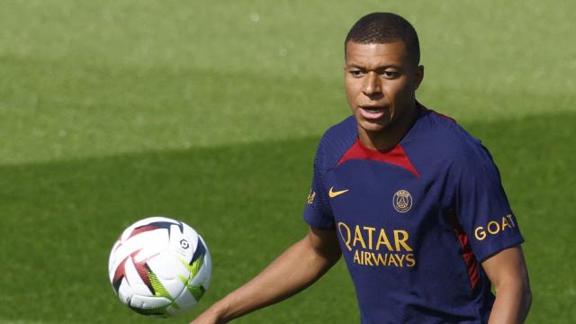 Kylian Mbappé, en un entrenamiento del PSG