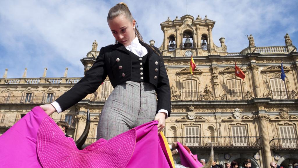 Imagen de una exhibición de la Escuela de Tauromaquia de Salamanca.