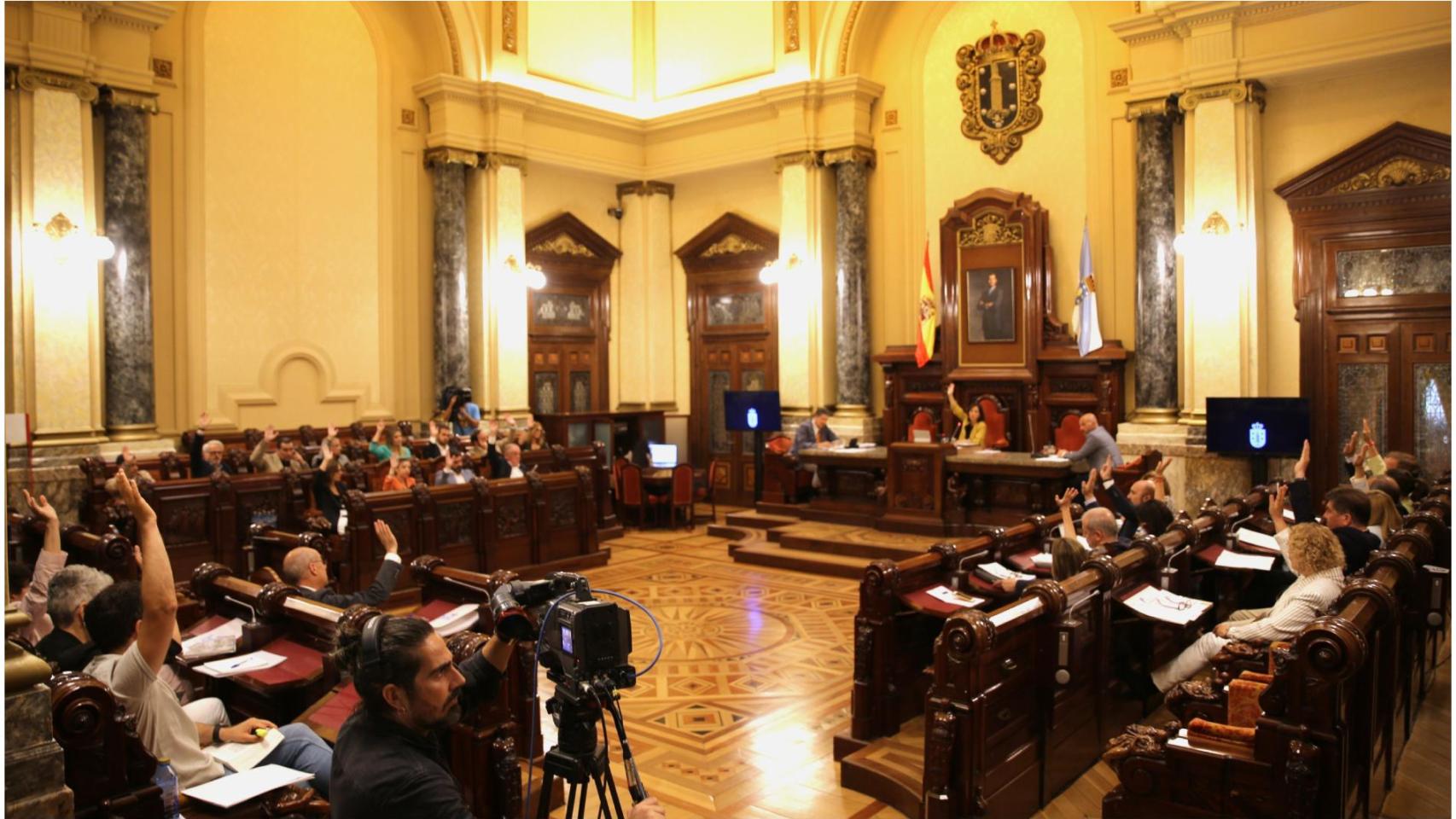 Pleno del ayuntamiento en María Pita. Imagen de archivo.