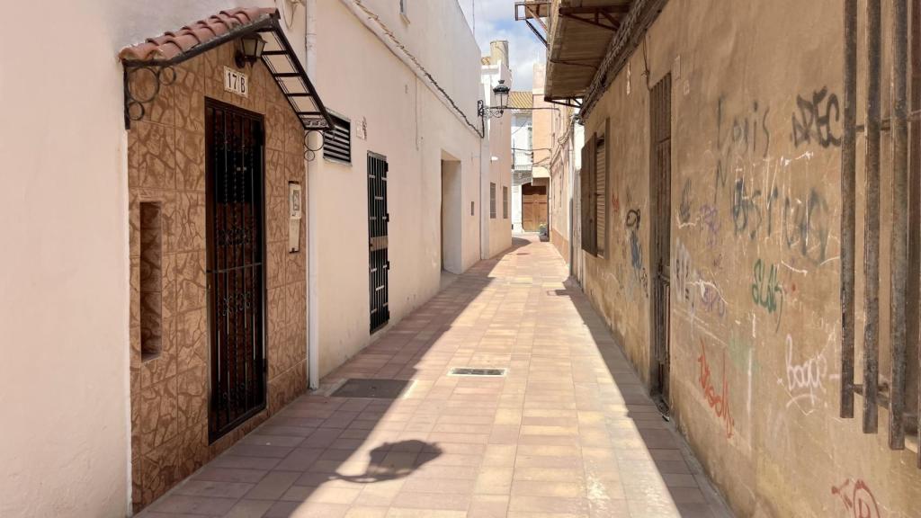 A la izquierda casas de Llocnou, a la derecha casas del término de Alfafar.