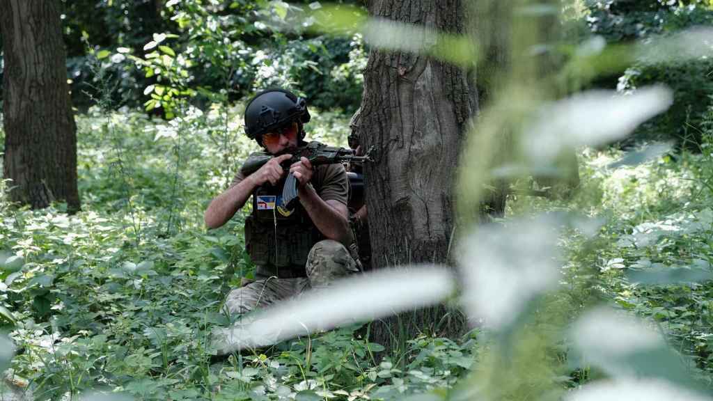 Un combatiente de la Legión Georgiana de Ucrania durante su fase de adiestramiento