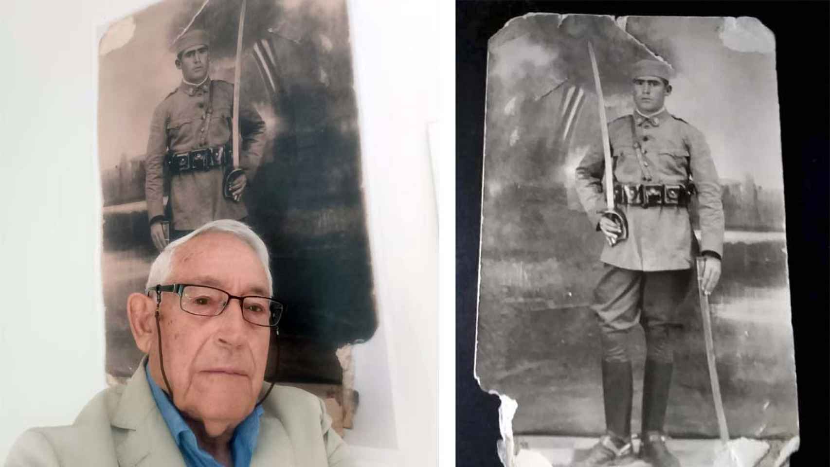 Fausto Canales y una fotografía de su padre