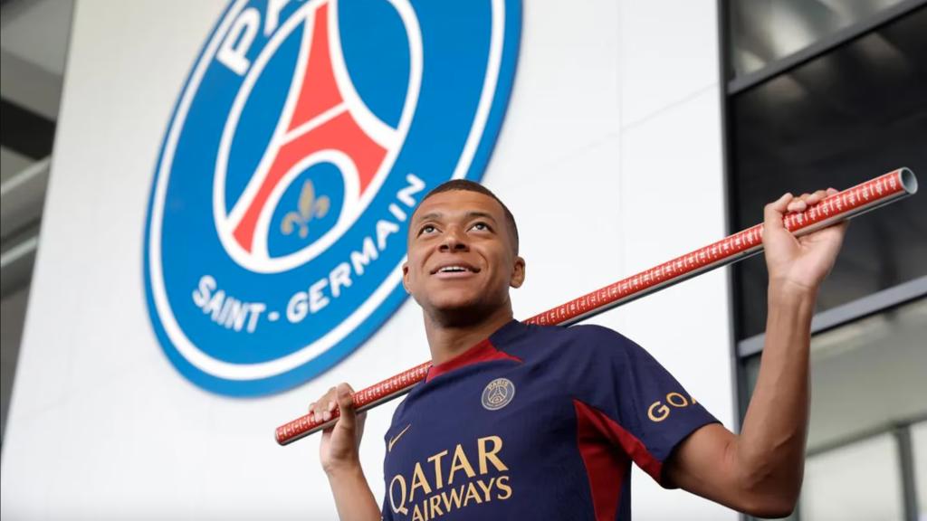 Mbappé, en un entrenamiento del PSG