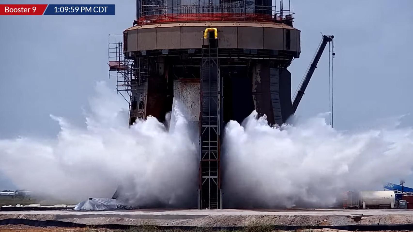 La prueba de los cañones de agua de SpaceX.