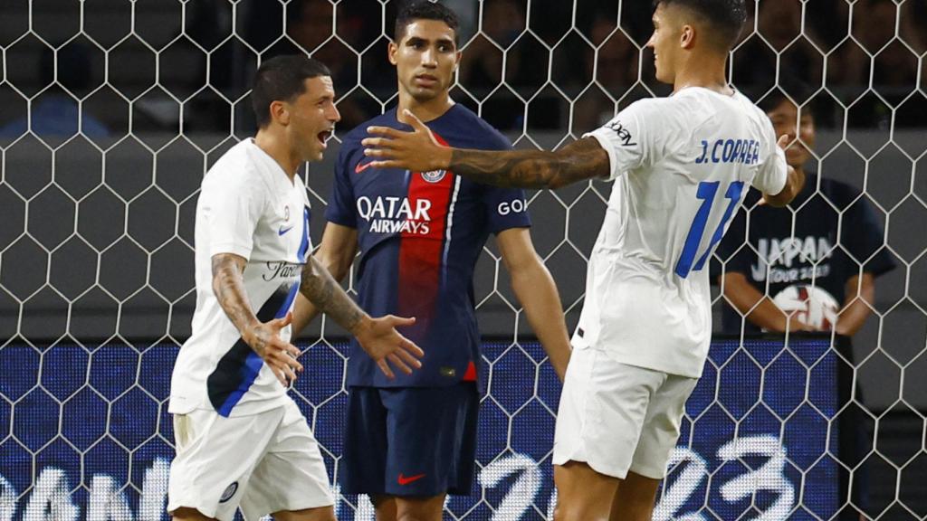 El Inter de Milán celebra un gol durante su amistoso contra el PSG