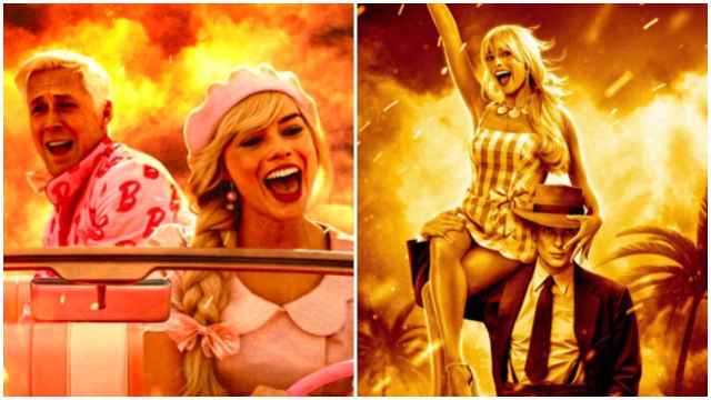 Imagen de los memes que se han publicado en redes sociales al unir 'Barbie' y 'Oppenheimer'.