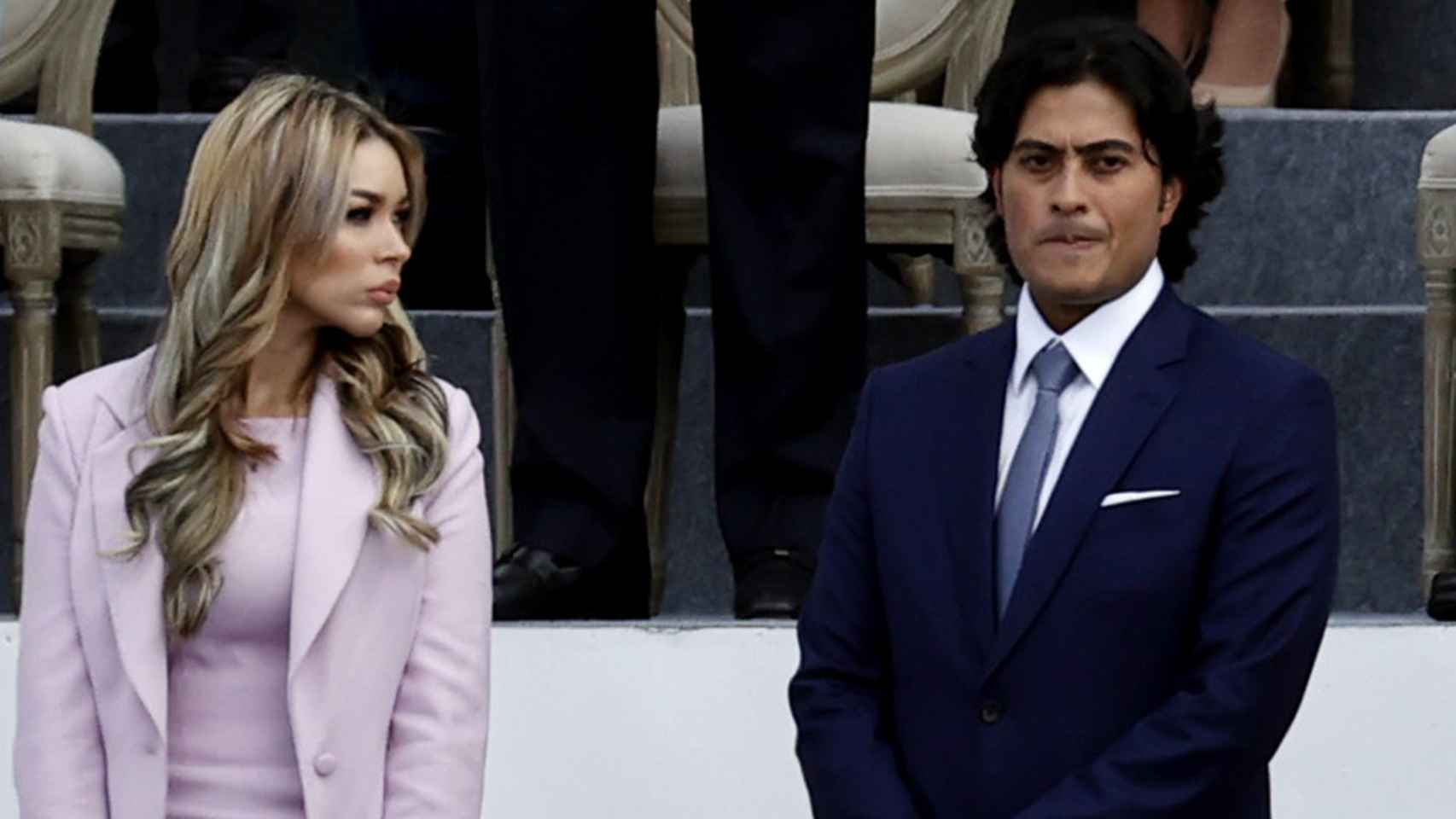 Nicolás Petro y su exesposa Day Vásquez en la ceremonia de investidura de Gustavo Petro, el 7 de agosto de 2022.