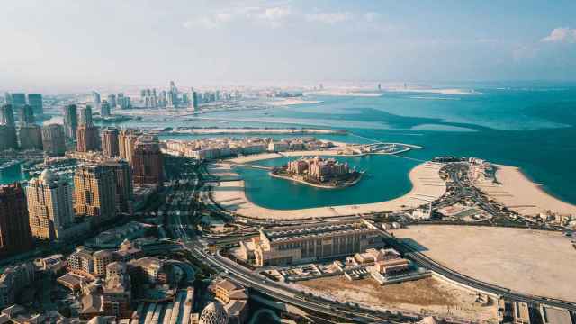 Imagen de archivo de vista aérea de la Perla de Qatar.
