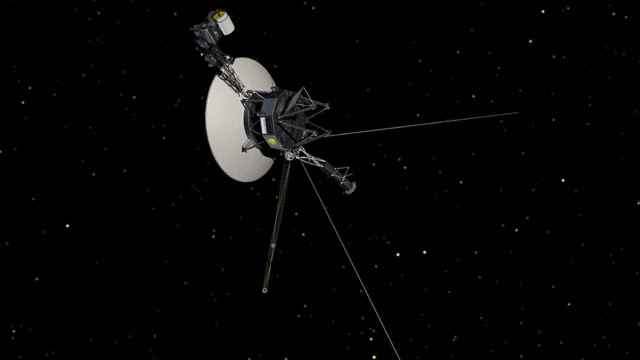 Imagen por ordenador de la sonda Voyager en el espacio.