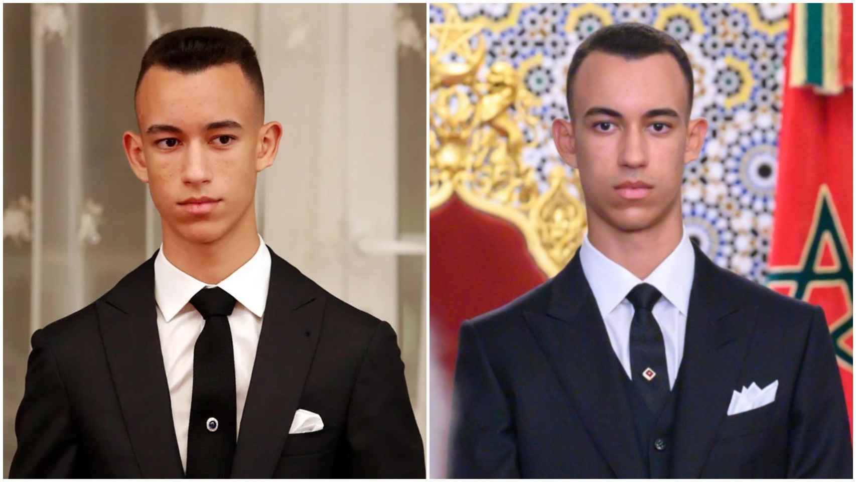 El príncipe Moulay Hassan de Marruecos en una imagen de 2019 y en la actualidad.