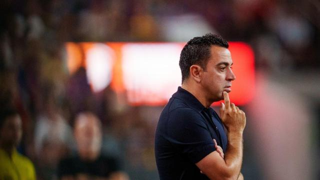 Xavi Hernández, durante el partido contra el AC Milán.