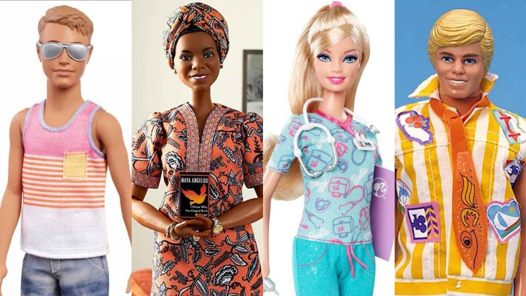 Ejemplos de Barbies y Kens que aparecen en la película.