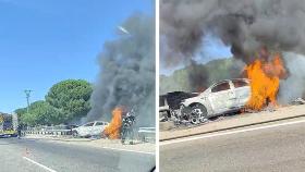Un coche arde cerca de la urbanización La Corala
