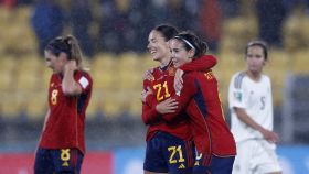 Las jugadoras de España celebran un gol en la fase de grupos.
