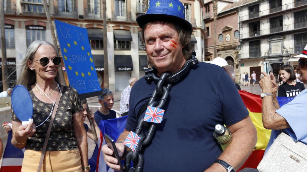 Un británico se manifiesta en Málaga contra el brexit, en una imagen de archivo.