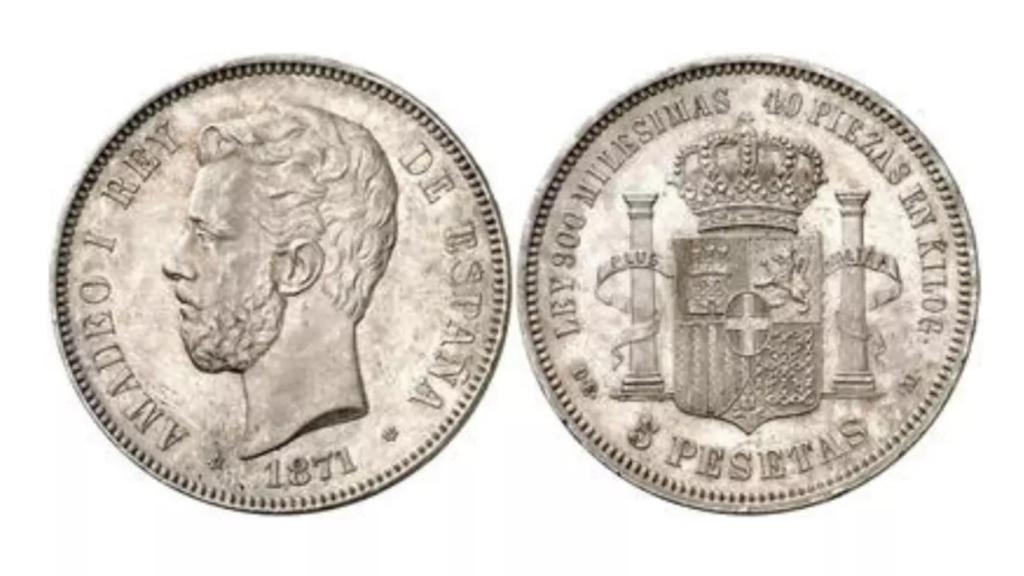 Moneda de 5 pesetas de Amadeo de Saboya
