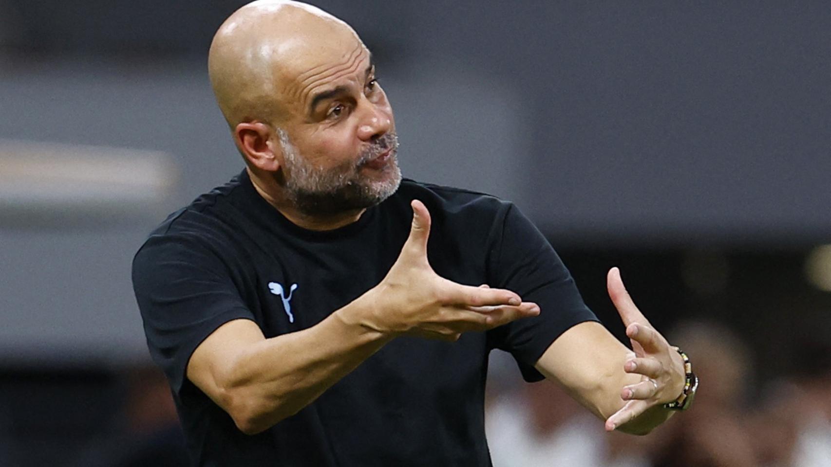 Pep Guardiola, durante un partido del Manchester City.