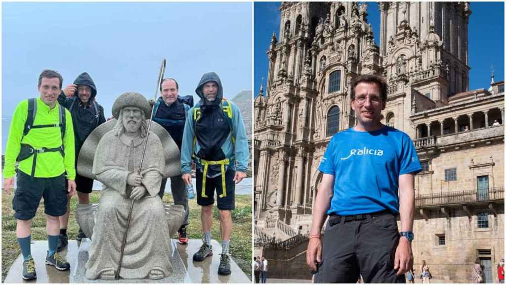 José Luis Martínez Almeida al inicio y al final de su Camino de Santiago.