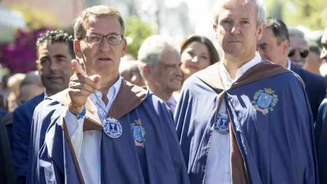 Alberto Núñez Feijóo y Alfonso Rueda en la Festa do Albariño de Cambados