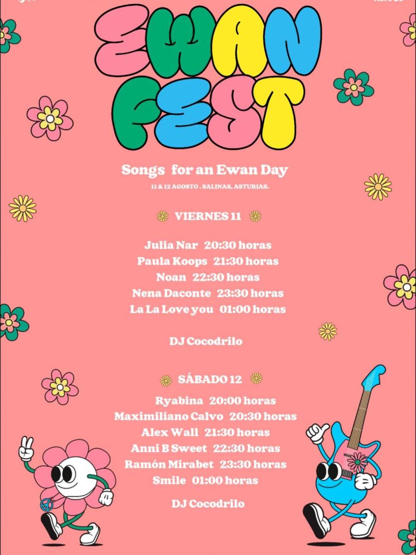 Cartel con fechas y horarios de los conciertos