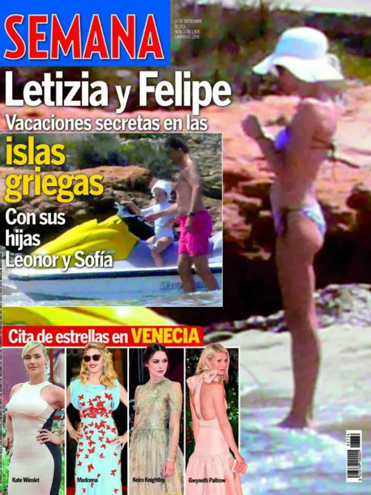 La portada de la revista 'Semana' que mostró la foto de Letizia en bikini.