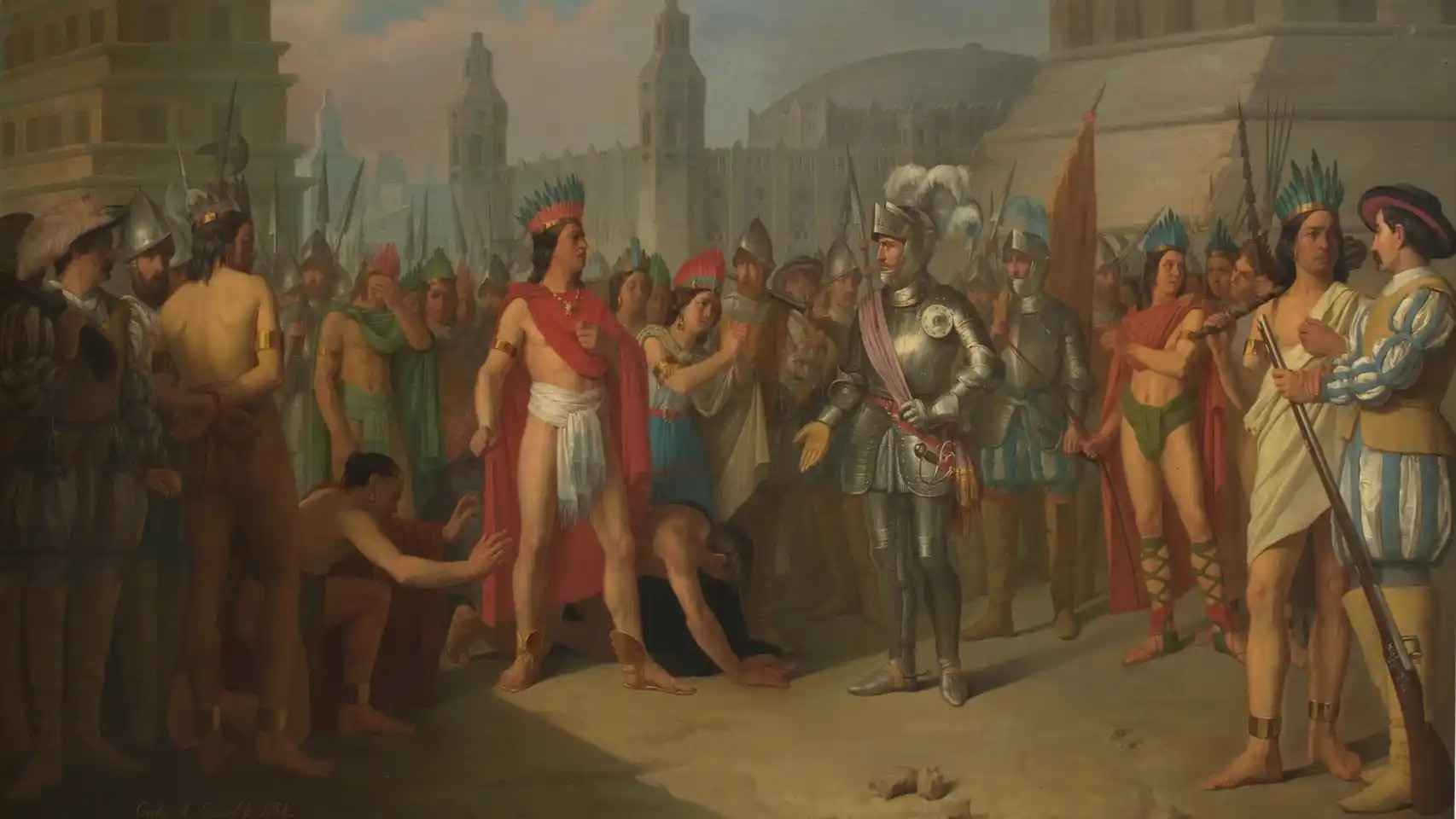 Prisión de Guatimocín, último emperador de los mejicanos, por las tropas de Hernán Cortés.